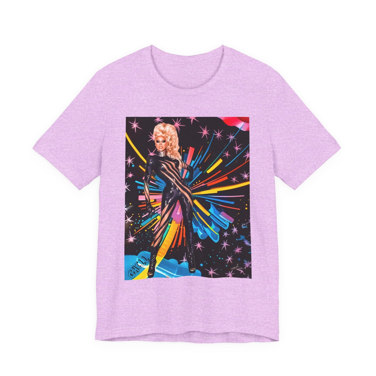 T-Shirt Rupaul with Fireworks Background Unisex Jersey Short Sleeve Tee