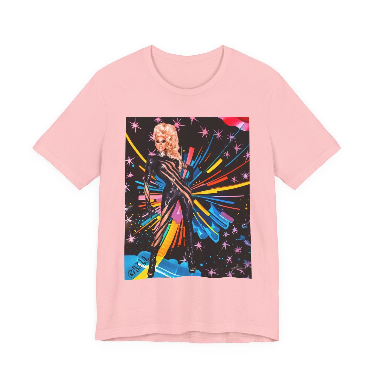 T-Shirt Rupaul with Fireworks Background Unisex Jersey Short Sleeve Tee