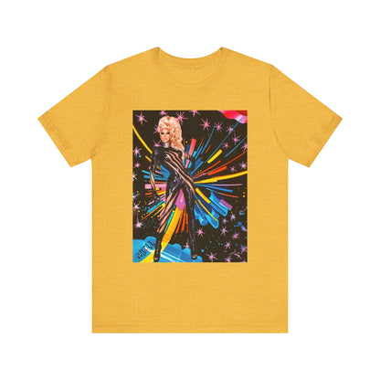 T-Shirt Rupaul with Fireworks Background Unisex Jersey Short Sleeve Tee