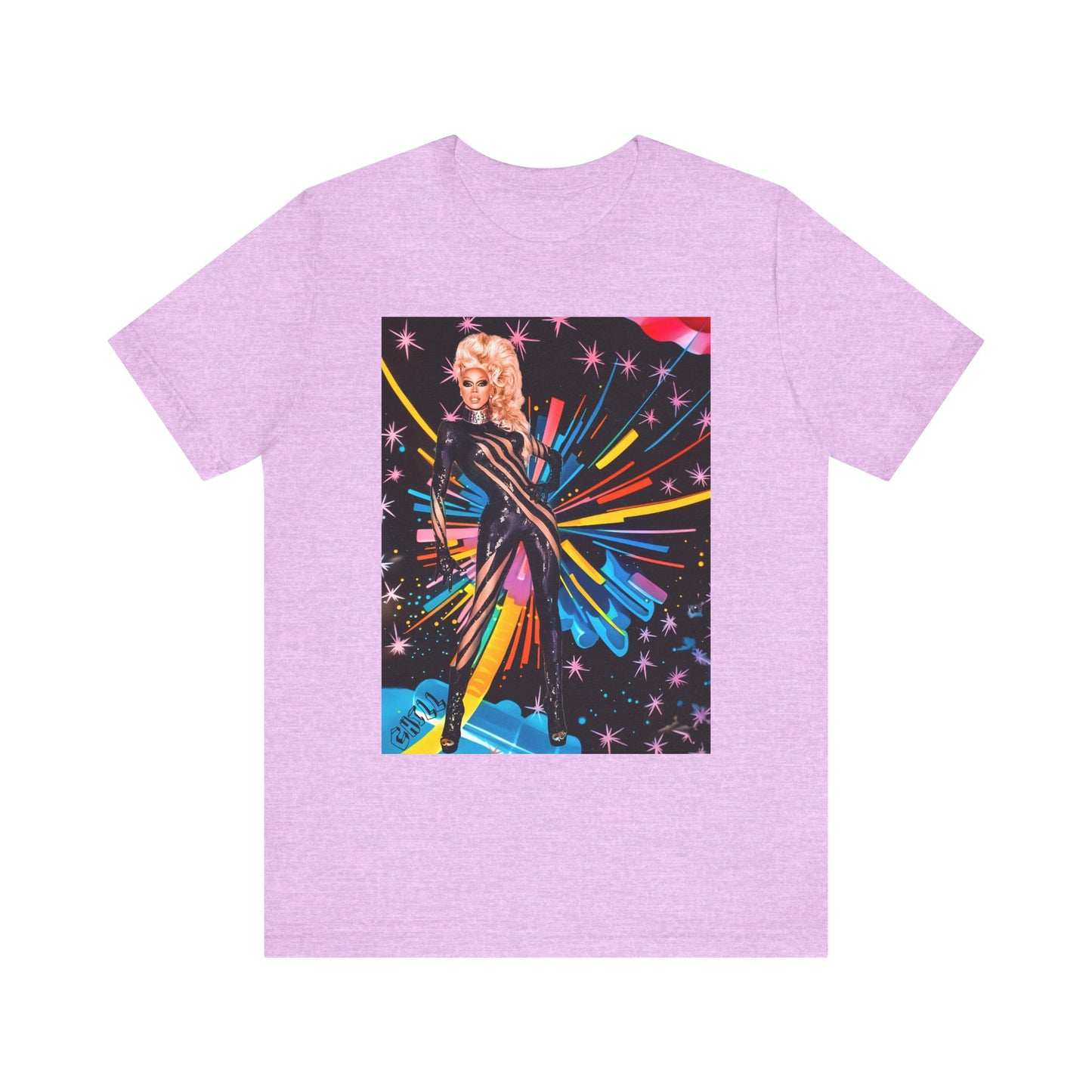 T-Shirt Rupaul with Fireworks Background Unisex Jersey Short Sleeve Tee
