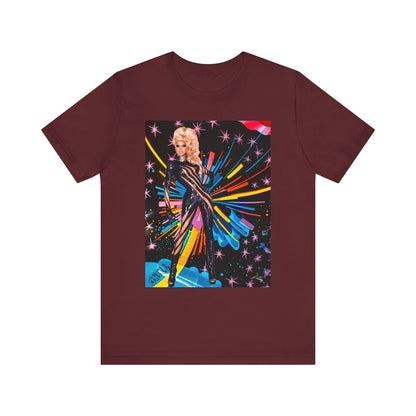 T-Shirt Rupaul with Fireworks Background Unisex Jersey Short Sleeve Tee