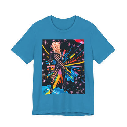 T-Shirt Rupaul with Fireworks Background Unisex Jersey Short Sleeve Tee